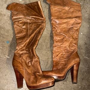 Jessica Simpson Brown Heeled Boots with Slouchy Style